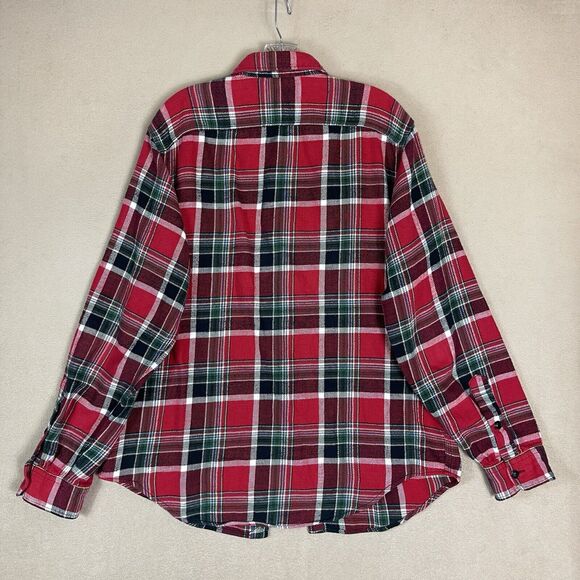 Polo Ralph Lauren Shirt Mens Large Red Plaid Flannel Regular Fit Pockets‎ - Picture 10 of 11